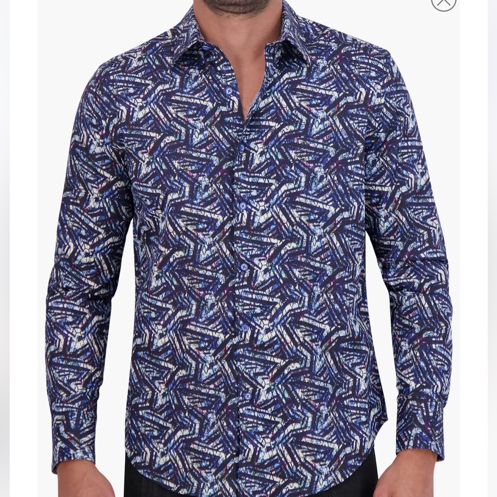 Robert Graham Morais Abstract Print Cotton Button-Up Shirt 2XL